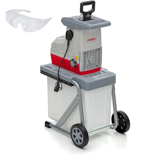IKRA Elektro Gartenhäcksler Walzenhäcksler ILH 3000 A, starke 3.000W, Aststärke bis 44mm, inkl. Schutzbrille