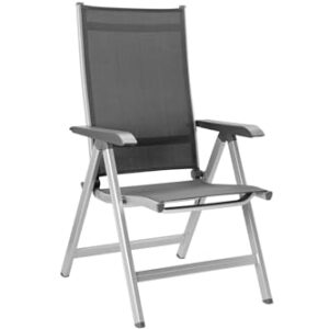 Kettler Basic Plus Advantage Gartenstuhl-Hochlehner verstellbar - einfach zusammenklappbar - praktischer Klappstuhl - Aluminium & robuster Kunststoff - wetterfeste Gartenmöbel – silber/anthrazit
