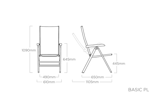 Kettler Basic Plus Advantage Gartenstuhl-Hochlehner verstellbar - einfach zusammenklappbar - praktischer Klappstuhl - Aluminium & robuster Kunststoff - wetterfeste Gartenmöbel – silber/anthrazit – Bild 3