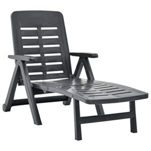 vidaXL Klappliege Klappbar Witterungsbeständig Sonnenliege Gartenliege Strandliege Liege Relaxliege Liegestuhl Gartenmöbel Kunststoff Anthrazit