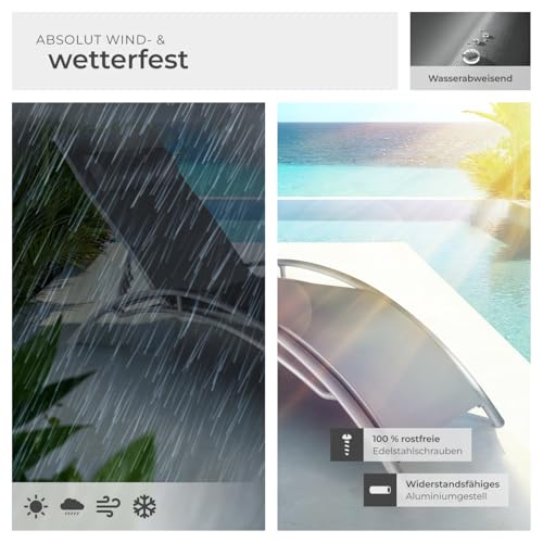 tectake 2er Set Gartenliege, Aluminium Sonnenliege, wetterfest, ideal für Garten, Balkon, Terrasse, praktischer Liegestuhl, inklusive Kopfpolster, 5-Fach verstellbare Rückenlehne - grau – Bild 7