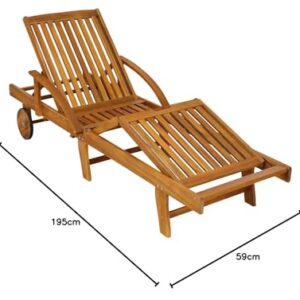 Alternative view of Casaria® Sonnenliege Klappbar Wetterfest Holz Gartenliege 160kg Belastbar mit 2 Räder Ablage Tisch Liegestuhl Verstellbare Rücken- Fußlehne Garten 196cm