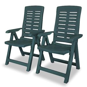vidaXL 2X Gartenstuhl Verstellbar Kunststoff Grün Klappstuhl Campingstuhl