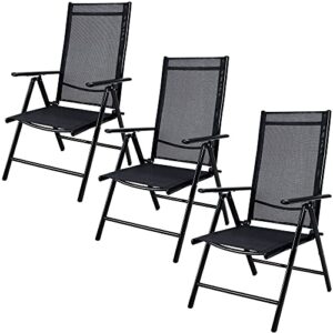 Casaria® Gartenstühle 3er Set Hochlehner Klappbar 8-Fach Verstellbar Camping Stuhl Aluminium Wetterfest Klappstuhl 120kg Belastbarkeit Garten Balkon