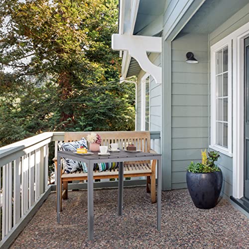 Relaxdays Gartentisch, HBT: 74 x 78 x 78 cm, Balkontisch Holzoptik, Kunststoff, Stahl, Terrassentisch quadratisch, grau – Bild 5