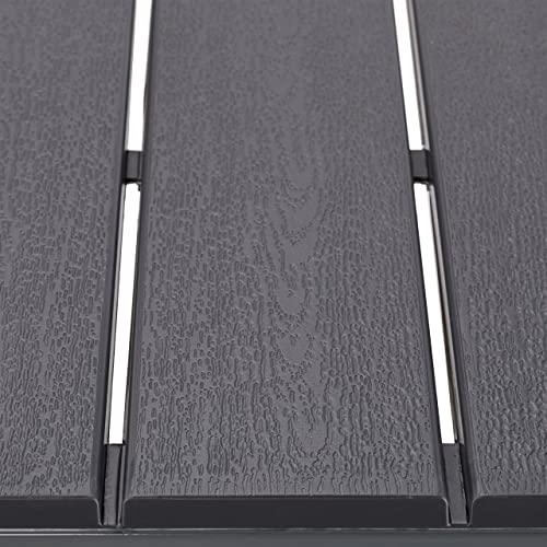 Relaxdays Gartentisch, HBT: 74 x 78 x 78 cm, Balkontisch Holzoptik, Kunststoff, Stahl, Terrassentisch quadratisch, grau – Bild 7