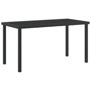 vidaXL Rechteckiger Terrassentisch Metall für draußen Platz für 6 Wetterfest modernes Design Schwarze Oberfläche | Abmessungen: 140 x 70 x 73 cm Ideal für Zusammenkünfte