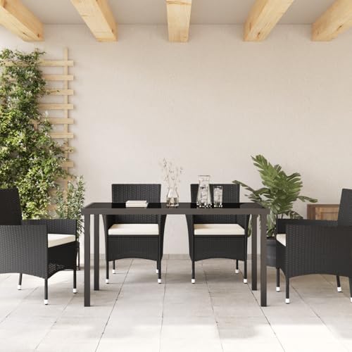 vidaXL Rechteckiger Terrassentisch Metall für draußen Platz für 6 Wetterfest modernes Design Schwarze Oberfläche | Abmessungen: 140 x 70 x 73 cm Ideal für Zusammenkünfte – Bild 5