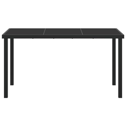 vidaXL Rechteckiger Terrassentisch Metall für draußen Platz für 6 Wetterfest modernes Design Schwarze Oberfläche | Abmessungen: 140 x 70 x 73 cm Ideal für Zusammenkünfte – Bild 6