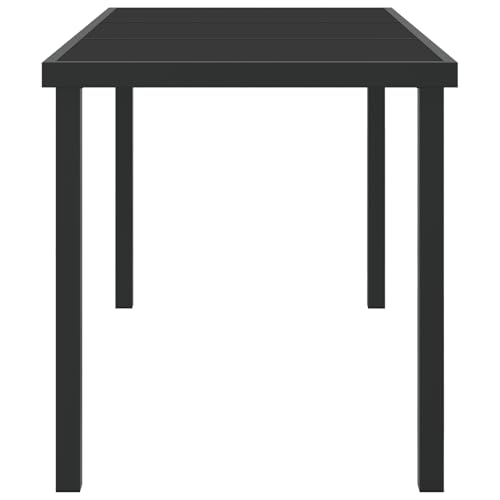 vidaXL Rechteckiger Terrassentisch Metall für draußen Platz für 6 Wetterfest modernes Design Schwarze Oberfläche | Abmessungen: 140 x 70 x 73 cm Ideal für Zusammenkünfte – Bild 7