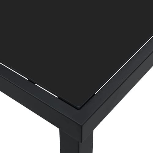 vidaXL Rechteckiger Terrassentisch Metall für draußen Platz für 6 Wetterfest modernes Design Schwarze Oberfläche | Abmessungen: 140 x 70 x 73 cm Ideal für Zusammenkünfte – Bild 9