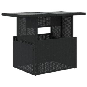 vidaXL Gartentisch, Esstisch Beistelltisch mit Glasplatte, Tisch Verstellbare Tischplatte, Gartenmöbel Couchtisch Terrassentisch, Schwarz 100x55x73cm Poly Rattan