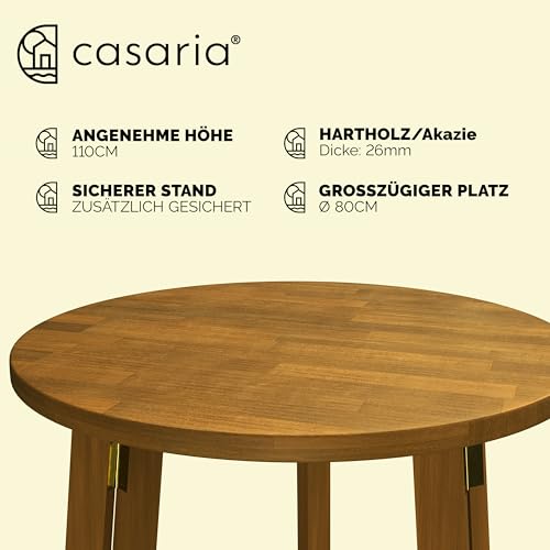 Casaria® Stehtisch Holz Klappbar 110cm Hoch 80 cm Rund Akazie Rustikal Indoor Outdoor Bistrotisch Biertisch Gartentisch Klapptisch Partytisch Bartisch – Bild 4