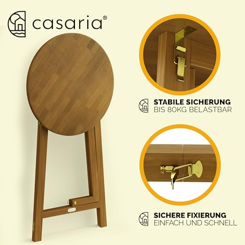 Casaria® Stehtisch Holz Klappbar 110cm Hoch 80 cm Rund Akazie Rustikal Indoor Outdoor Bistrotisch Biertisch Gartentisch Klapptisch Partytisch Bartisch – Bild 5