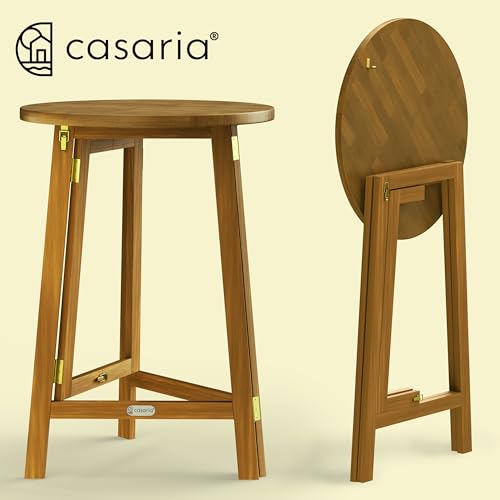 Casaria® Stehtisch Holz Klappbar 110cm Hoch 80 cm Rund Akazie Rustikal Indoor Outdoor Bistrotisch Biertisch Gartentisch Klapptisch Partytisch Bartisch – Bild 9