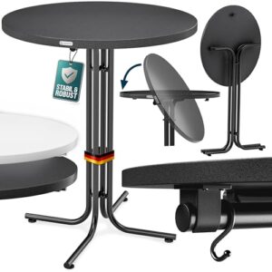Casaria® Stehtisch Klappbar Outdoor Gastro Bistrotisch 2X Haken Ø 80 cm Rund Witterungsbeständig Grau Bartisch pulverbeschichtet Metall MDF