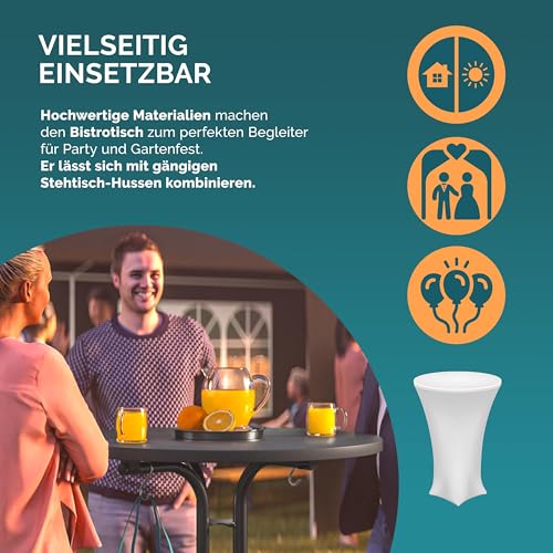 Casaria® Stehtisch Klappbar Outdoor Gastro Bistrotisch 2X Haken Ø 80 cm Rund Witterungsbeständig Grau Bartisch pulverbeschichtet Metall MDF – Bild 6