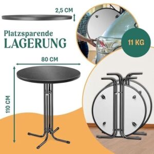 Alternative view of KESSER® Gastro Stehtisch klappbar Bistrotisch 2er Set | Pulverbeschichtete Edelstahlplatte | höhenverstellbare Füße | Party-Tisch Ø 80cm | In- & Outdoor | Empfangstisch | Klapptisch mit Husse Schwarz