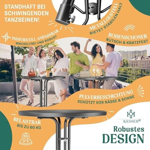 KESSER® Gastro Stehtisch klappbar Bistrotisch 2er Set | Pulverbeschichtete Edelstahlplatte | höhenverstellbare Füße | Party-Tisch Ø 80cm | In- & Outdoor | Empfangstisch | Klapptisch mit Husse Schwarz – Bild 5