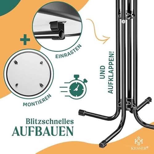 KESSER® Gastro Stehtisch klappbar Bistrotisch 2er Set | Pulverbeschichtete Edelstahlplatte | höhenverstellbare Füße | Party-Tisch Ø 80cm | In- & Outdoor | Empfangstisch | Klapptisch mit Husse Schwarz – Bild 6