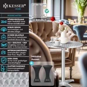 Alternative view of KESSER® 2in1 Stehtisch klappbar Bistrotisch 2er Set | Aluminium Edelstahlplatte | höhenverstellbar 70cm / 115cm | Partytisch Tisch Ø 80cm | In- & Outdoor Empfangstisch | Klapptisch mit Cover Silber