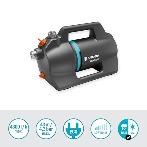 Gardena Gartenpumpe 4300 Silent: Sehr leise Bewässerungspumpe mit innovativem Gehäuse, Fördermenge 4300 l/h, 650 W Motor, doppeltes Dichtungssystem, stromsparend und wasserfest (9056-20) – Bild 2