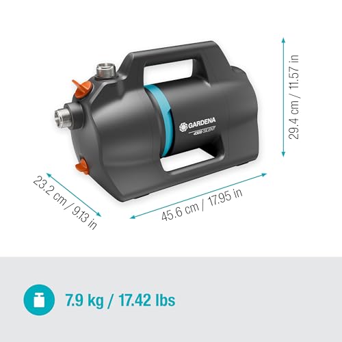 Gardena Gartenpumpe 4300 Silent: Sehr leise Bewässerungspumpe mit innovativem Gehäuse, Fördermenge 4300 l/h, 650 W Motor, doppeltes Dichtungssystem, stromsparend und wasserfest (9056-20) – Bild 3