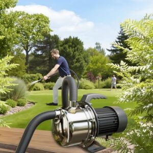 Alternative view of Wiltec Hauswasserwerk JET110S 1100W 4600L/h tragbare Gartenpumpe Edelstahl Hauswasserautomat Garten Wasserpumpe elektrische Pumpe