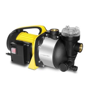 TROTEC Gartenpumpe TGP 1005 ESF – Pumpe mit Leistung 3500 l/h, 1000 W – Förderdruck 4,2 bar, Förderhöhe 42 m, Ansaughöhe 7 m, Wasserpumpe für Regenfässer, Zisternen, Gartenteiche