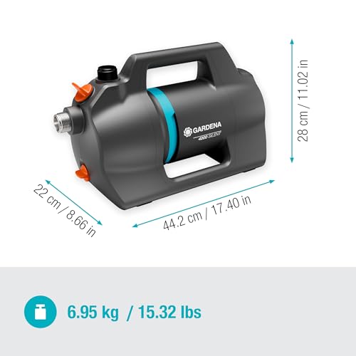 Gardena Gartenpumpe 4200 Silent Set: Sehr leise, innovative Bewässerungspumpe mit 3,5 m Sauggarnitur und 20 m Classic Schlauch, Fördermenge 4200 l/h, 600 W Motor, wasserfest, stromsparend (9055-20) – Bild 3
