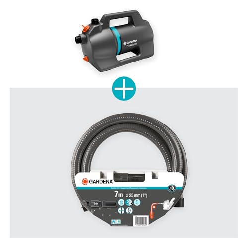 Gardena Gartenpumpe 4100 Silent Saugschlauch Set: Sehr leise, innovative Bewässerungspumpe mit 7 m Sauggarnitur, Fördermenge 4100 l/h, 550 W Motor, 3,6 bar, wasserfest, stromsparend (9052-20) – Bild 4