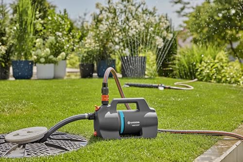 Gardena Gartenpumpe 4100 Silent Saugschlauch Set: Sehr leise, innovative Bewässerungspumpe mit 7 m Sauggarnitur, Fördermenge 4100 l/h, 550 W Motor, 3,6 bar, wasserfest, stromsparend (9052-20) – Bild 5