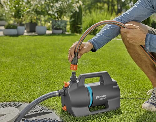 Gardena Gartenpumpe 4100 Silent Saugschlauch Set: Sehr leise, innovative Bewässerungspumpe mit 7 m Sauggarnitur, Fördermenge 4100 l/h, 550 W Motor, 3,6 bar, wasserfest, stromsparend (9052-20) – Bild 8