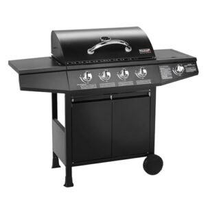 TAINO BASIC 4 1 BBQ Gasgrill Grillwagen Edelstahl-Brenner Seitenkocher Grill TÜV (BASIC 4 1 Gasgrill)