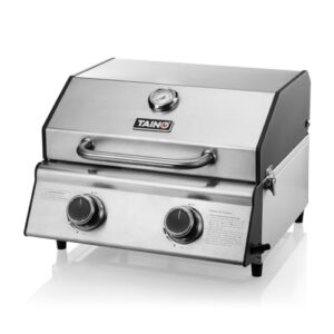 TAINO PLATINUM COMPACT Tischgrill 2 Brenner Gasgrill Edelstahl Kompakt Camping BBQ