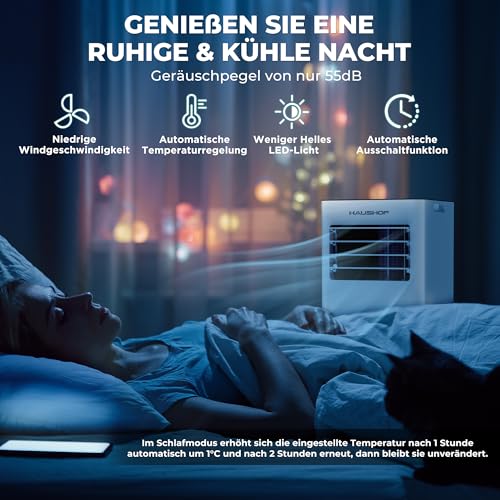 HAUSHOF - Mobile Klimaanlage 9000BTU 4-IN-1 mit Abluftschlauch, Fernbedienung, Isolierhülle für Räume bis 30 m² – Bild 4