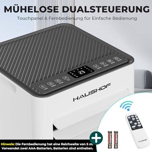 HAUSHOF - Mobile Klimaanlage 9000BTU 4-IN-1 mit Abluftschlauch, Fernbedienung, Isolierhülle für Räume bis 30 m² – Bild 5
