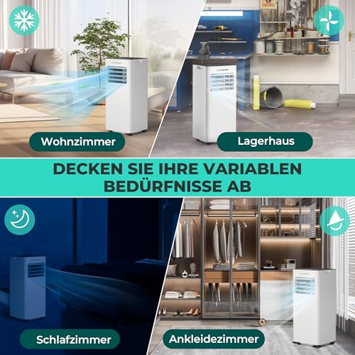 HAUSHOF - Mobile Klimaanlage 9000BTU 4-IN-1 mit Abluftschlauch, Fernbedienung, Isolierhülle für Räume bis 30 m² – Bild 8