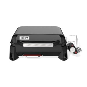 Weber SLATE GP 43 Premium Plancha Gasgrill, 43 x 41cm Grillfäche, portabel, gleichmäßige Hitze, porzellanemaillierte Antihaft-Grillfläche, höhenverstellbare Füße - Schwarz (1500231)