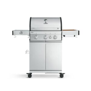 BURNHARD® - Deutsche Marke - 3-Brenner Gasgrill FRED Deluxe Drehspieß Rotisserie, inkl. Backburner, 900°C Infrarot-Keramikbrenner, Seitenkochfeld, Gusseisen-Grillrost, Grillabdeckung