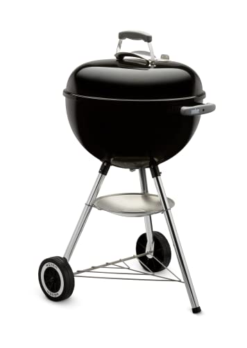 Weber Classic Kettle Holzkohlegrill, Ø 47cm Grillfäche, BBQ Grill mit porzellanemaillierten Deckel & Kessel, Deckelthermometer, Dreibein-Ständer & Räder, verchromter Grillrost - Schwarz (1241304) – Bild 16