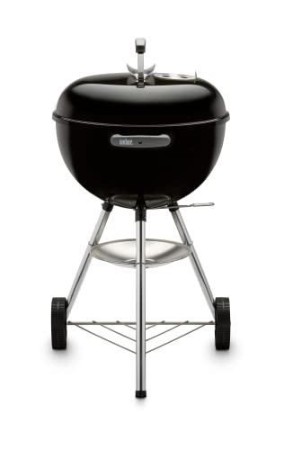 Weber Classic Kettle Holzkohlegrill, Ø 47cm Grillfäche, BBQ Grill mit porzellanemaillierten Deckel & Kessel, Deckelthermometer, Dreibein-Ständer & Räder, verchromter Grillrost - Schwarz (1241304) – Bild 2