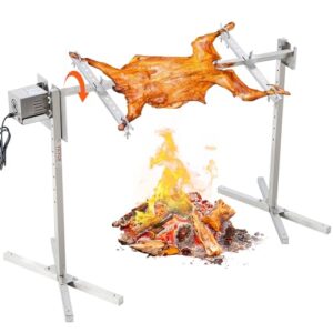 VEVOR Lammgrill, Spanferkelgrill, Spießbratengrill, 60 kg BBQ-Spießgrill für Schwein, Lamm, Ziege, elektrischer 52-W-Motor, kommerzielle Edelstahl-Drehspießröster mit Hitzeschild, 116 cm Spießlänge