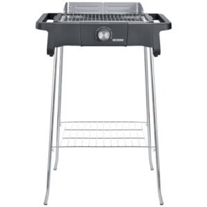 SEVERIN Style Evo Elektrogrill mit Standuntergestell und Ablagerost, Standgrill mit schnellem Grillstart bis 350 °C, Balkon Grill mit optimaler Hitzeverteilung, Schwarz, PG 8124