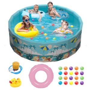 Faltbare Schwimmbecken auf dem Boden, Nicht aufblasbares Schwimmbecken für Kinder und Erwachsene im Freien, runder Prism-Pool, 160 cm × 45 cm