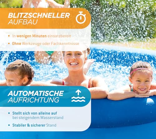 Summer Waves Quick Up Pool Komplettset | Rund 457x107 cm Blau | Aufstellpool Set | Gartenpool & Schwimmbecken inkl. Filterpumpe, Bodenvlies, Abdeckplane & Einstiegsleiter – Bild 3