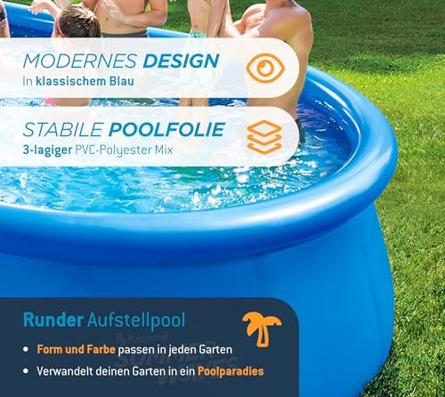Summer Waves Quick Up Pool Komplettset | Rund 457x107 cm Blau | Aufstellpool Set | Gartenpool & Schwimmbecken inkl. Filterpumpe, Bodenvlies, Abdeckplane & Einstiegsleiter – Bild 4