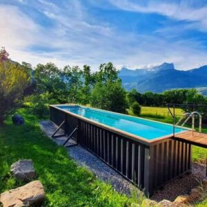 CMOLVUR Professioneller großer Gebäude-Familie, 4,5 m, 12,2 m, 6,1 m, Versandbehälter, Pool, Fiberglas, oberirdisches Schwimmen für Erwachsene