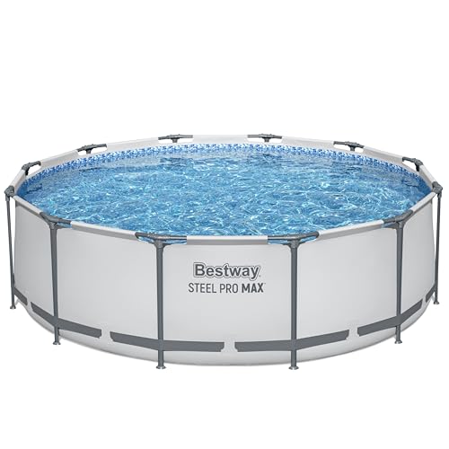 Bestway Steel Pro MAX Frame Pool-Set mit Filterpumpe Ø 366 x 100 cm, lichtgrau, rund, Grau – Bild 11