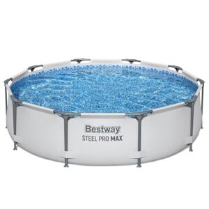 Bestway Steel Pro MAX Frame Pool ohne Pumpe Ø 305 x 76 cm, lichtgrau, rund, Grau